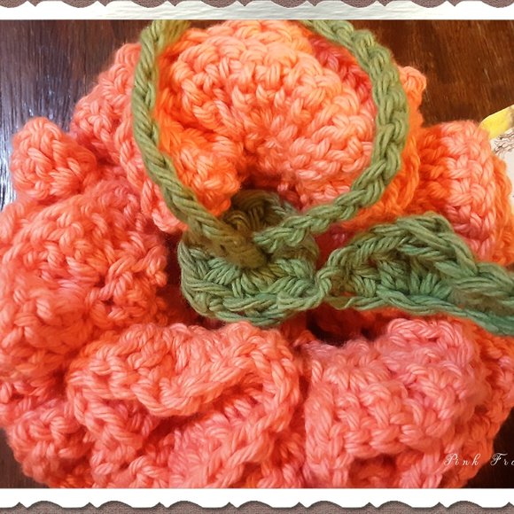 Crocheted Large Bath Pouf Peach Apple or Orange - Picture 2 of 4